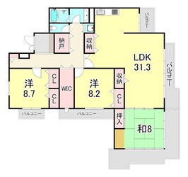 白鷹松下町マンションの物件間取画像